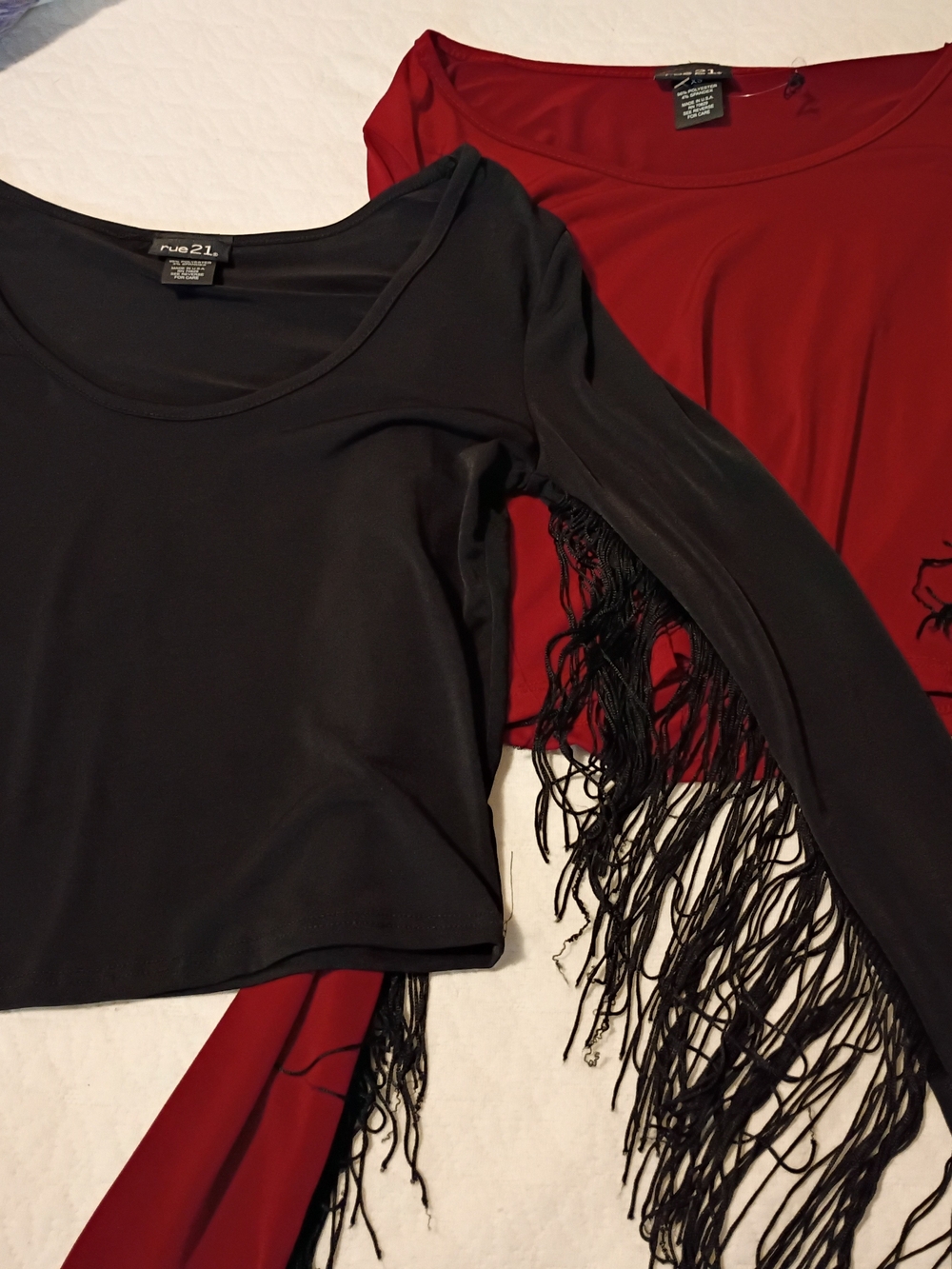 rue21 Long-Sleeve Crop Tops~ with Fringe Detail